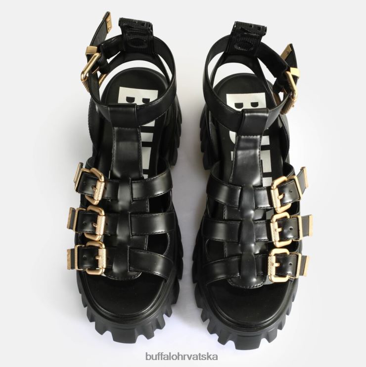 crno Buffalo veganske sandale s platformom lavlji zubi |sandale TDD6T159